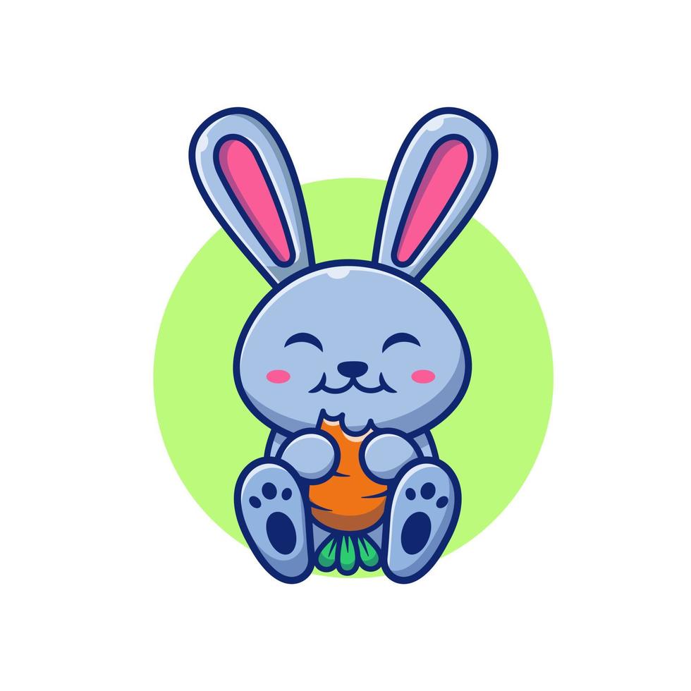 Lindo conejo comiendo ilustración de icono de vector de dibujos animados de zanahoria. concepto de icono de naturaleza animal vector premium aislado. estilo de dibujos animados plana