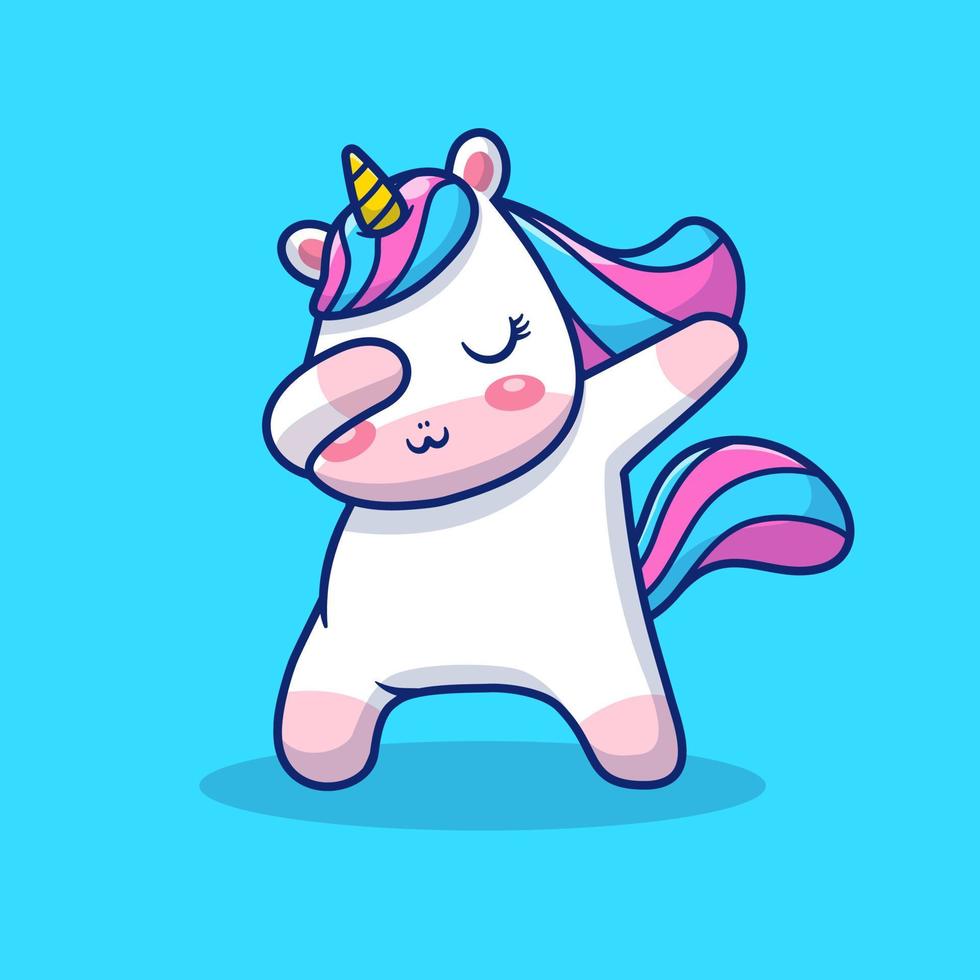 Cute Unicorn dabbing Cartoon Vector Icon Illustration. Animal  Holiday Icon Concept Isolated Premium Vector. Flat Cartoon  Style