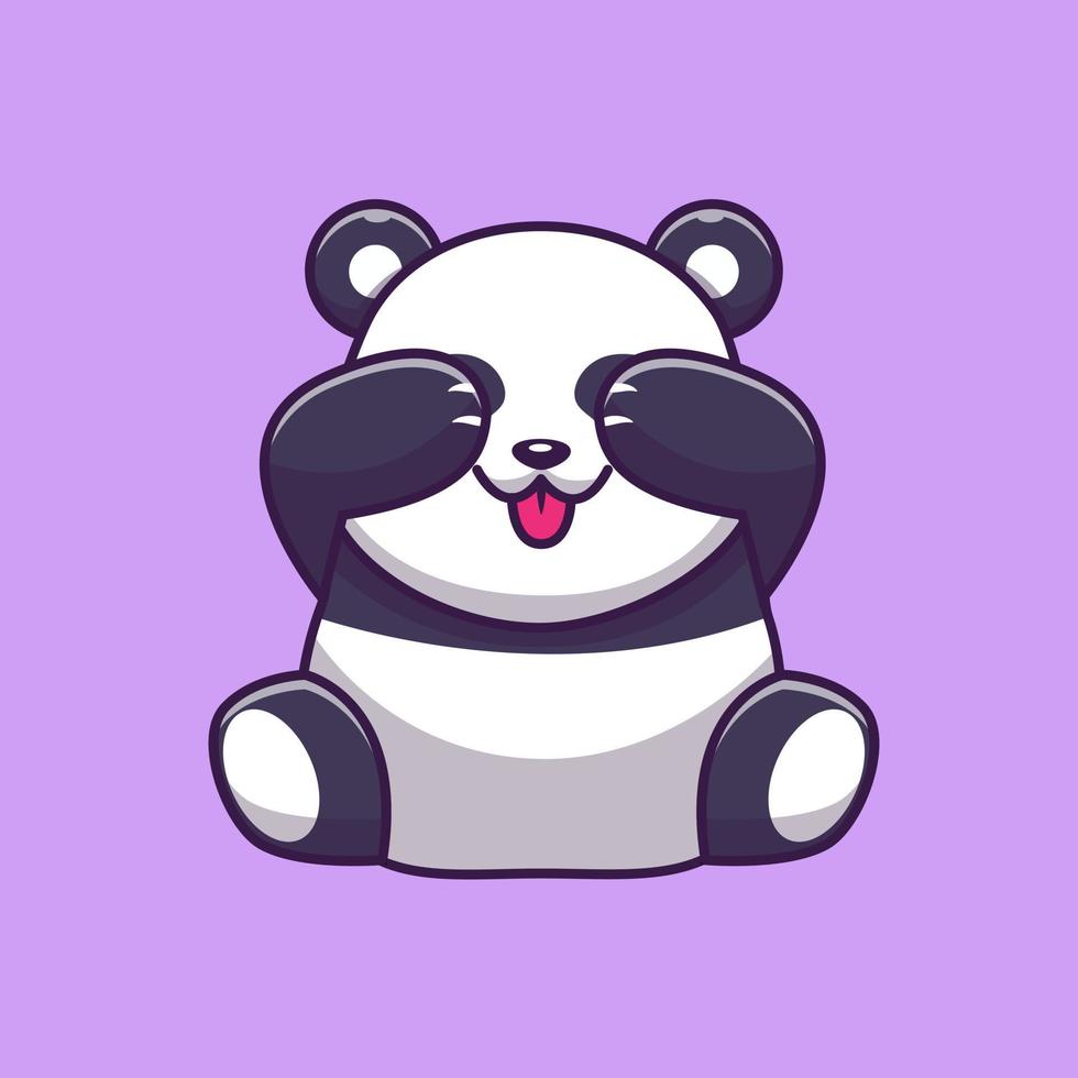 lindo panda cerrando los ojos dibujos animados vector icono ilustración. concepto de icono de naturaleza animal vector premium aislado. estilo de dibujos animados plana