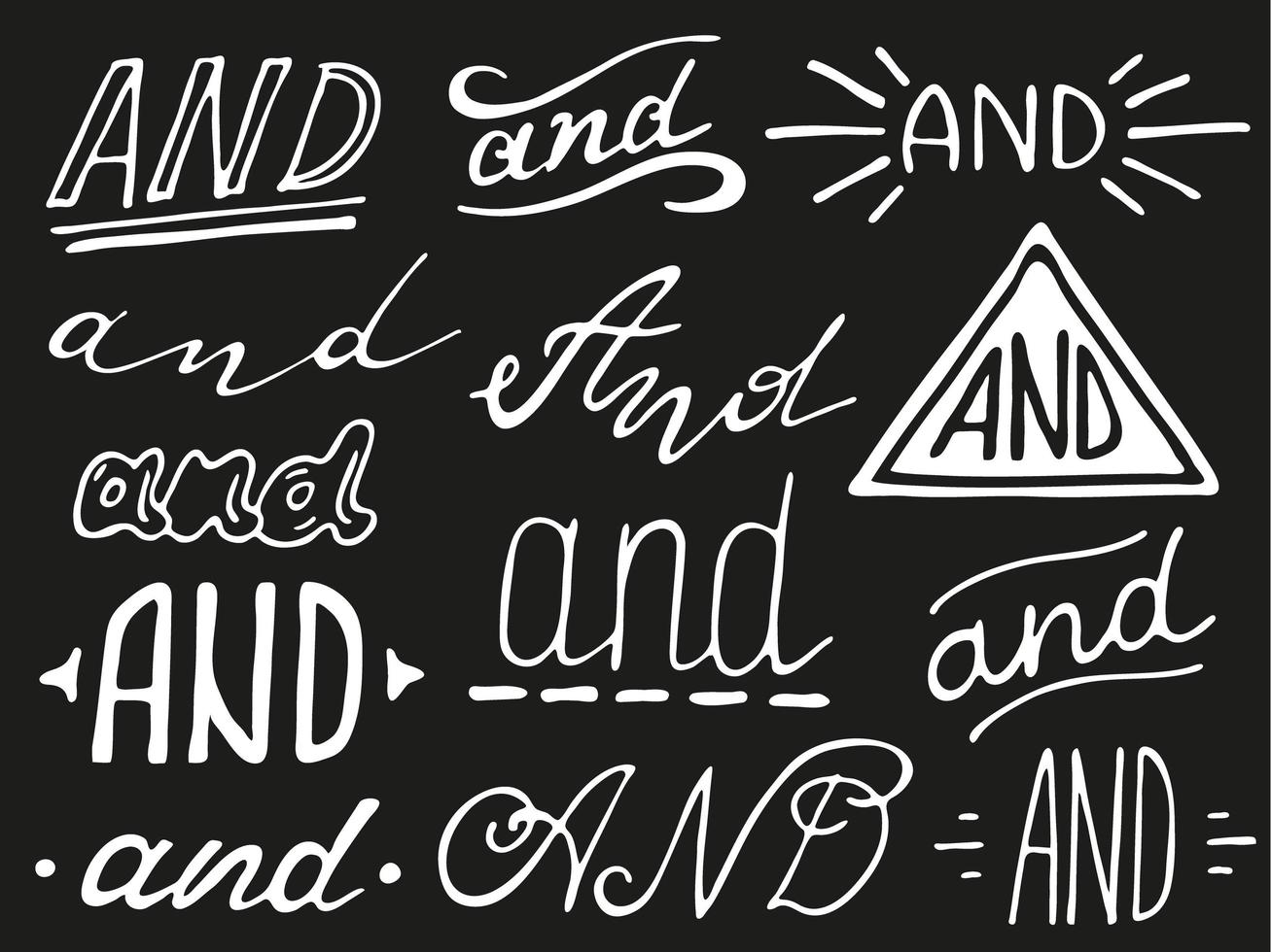 Hand lettered ampersand and catchwords. vector