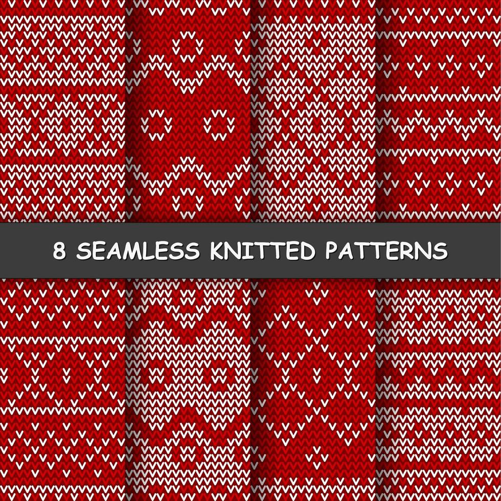 seamless red and white knitted background vector