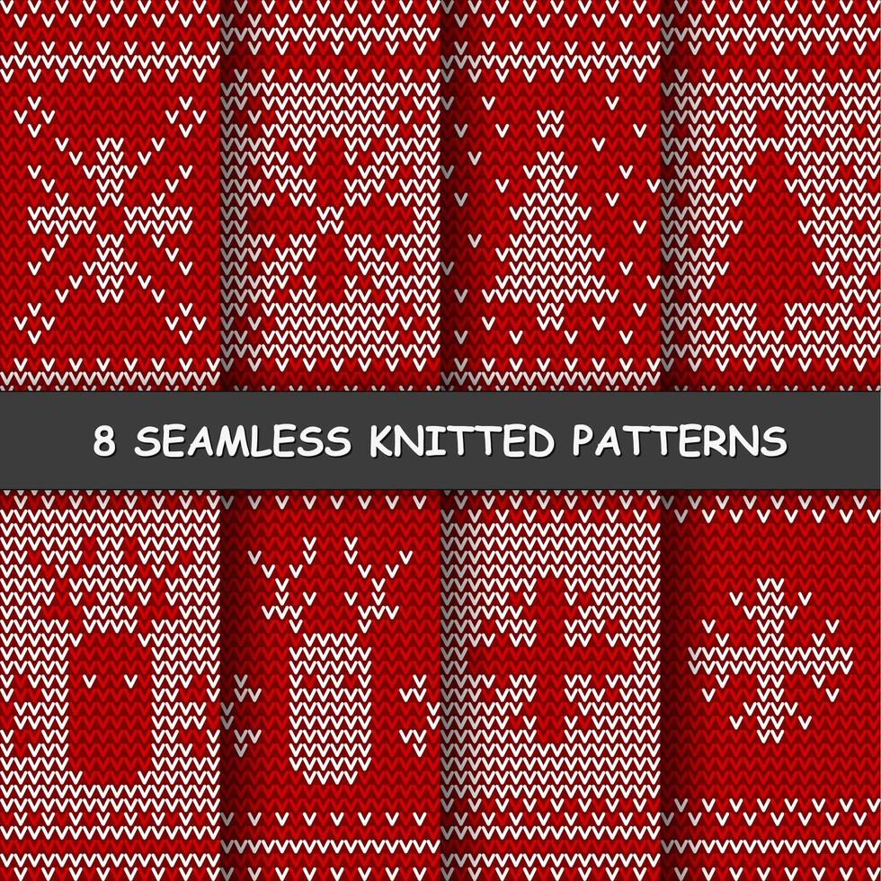 seamless red and white knitted background vector