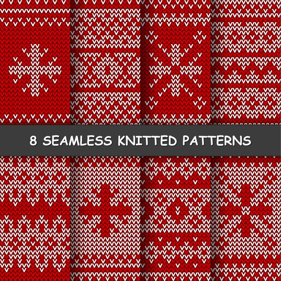 seamless red and white knitted background vector