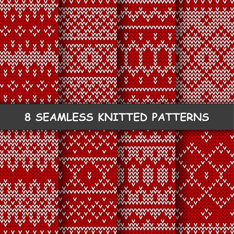 seamless red and white knitted background vector