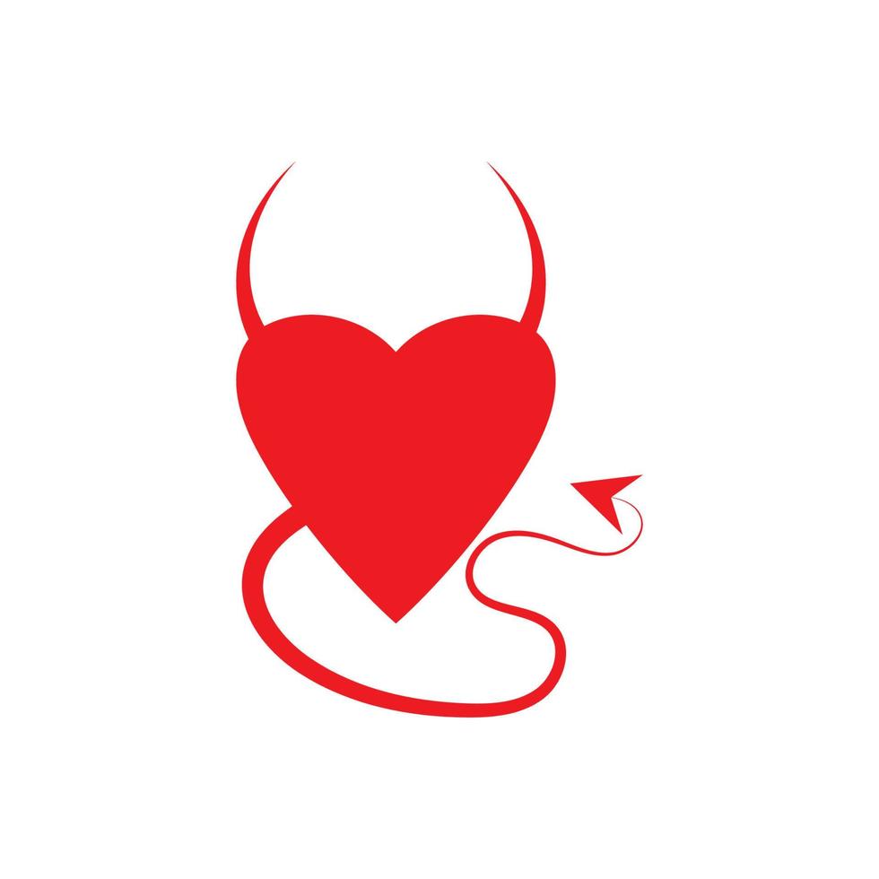 plantilla de vector de logotipo de diablo de corazón