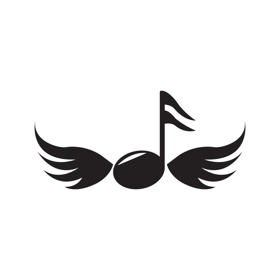 Music Note Wing Icon Vector illustration design