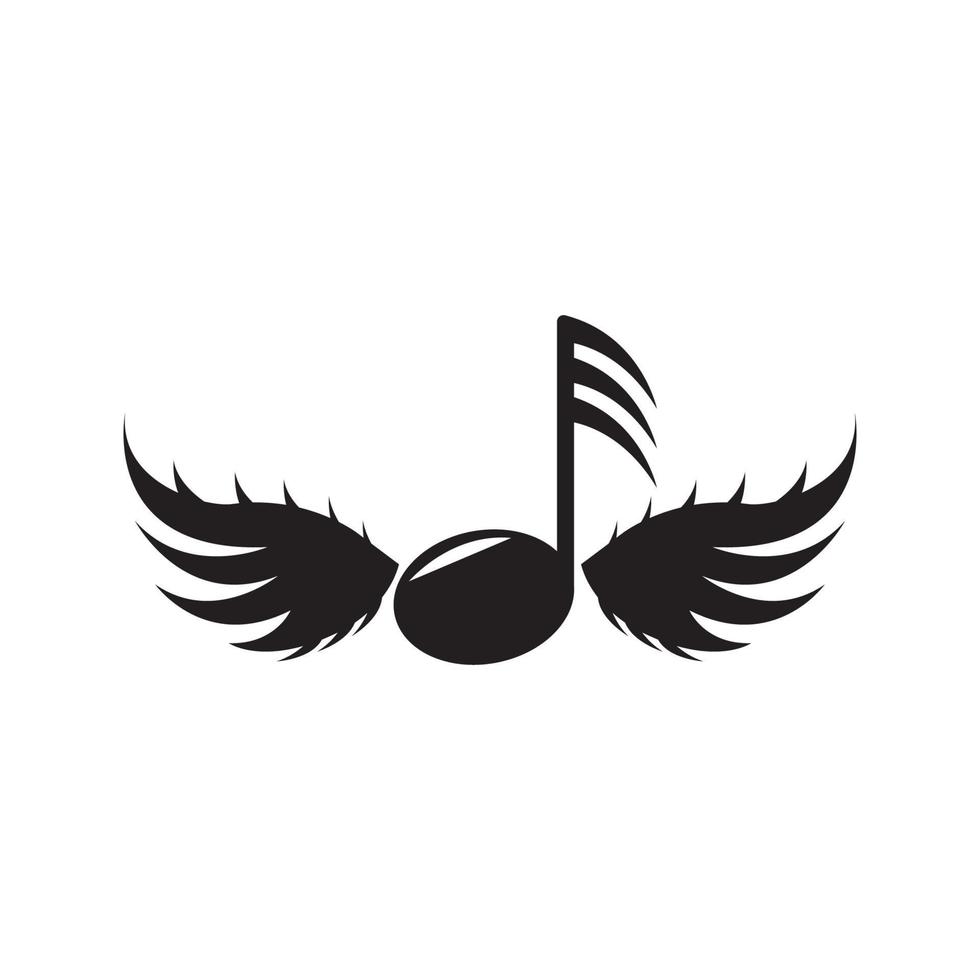 Music Note Wing Icon Vector illustration design