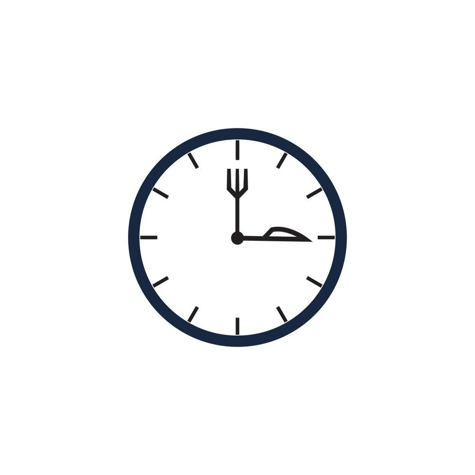 tenedor y cuchara reloj restaurante logo vector plantilla