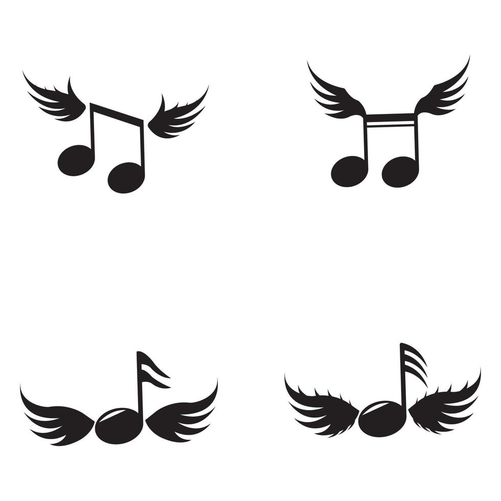 Nota musical ala icono diseño ilustración vectorial vector