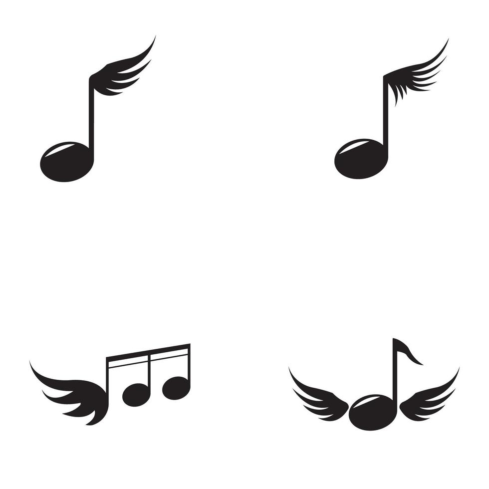 Music Note Wing Icon Vector illustration design