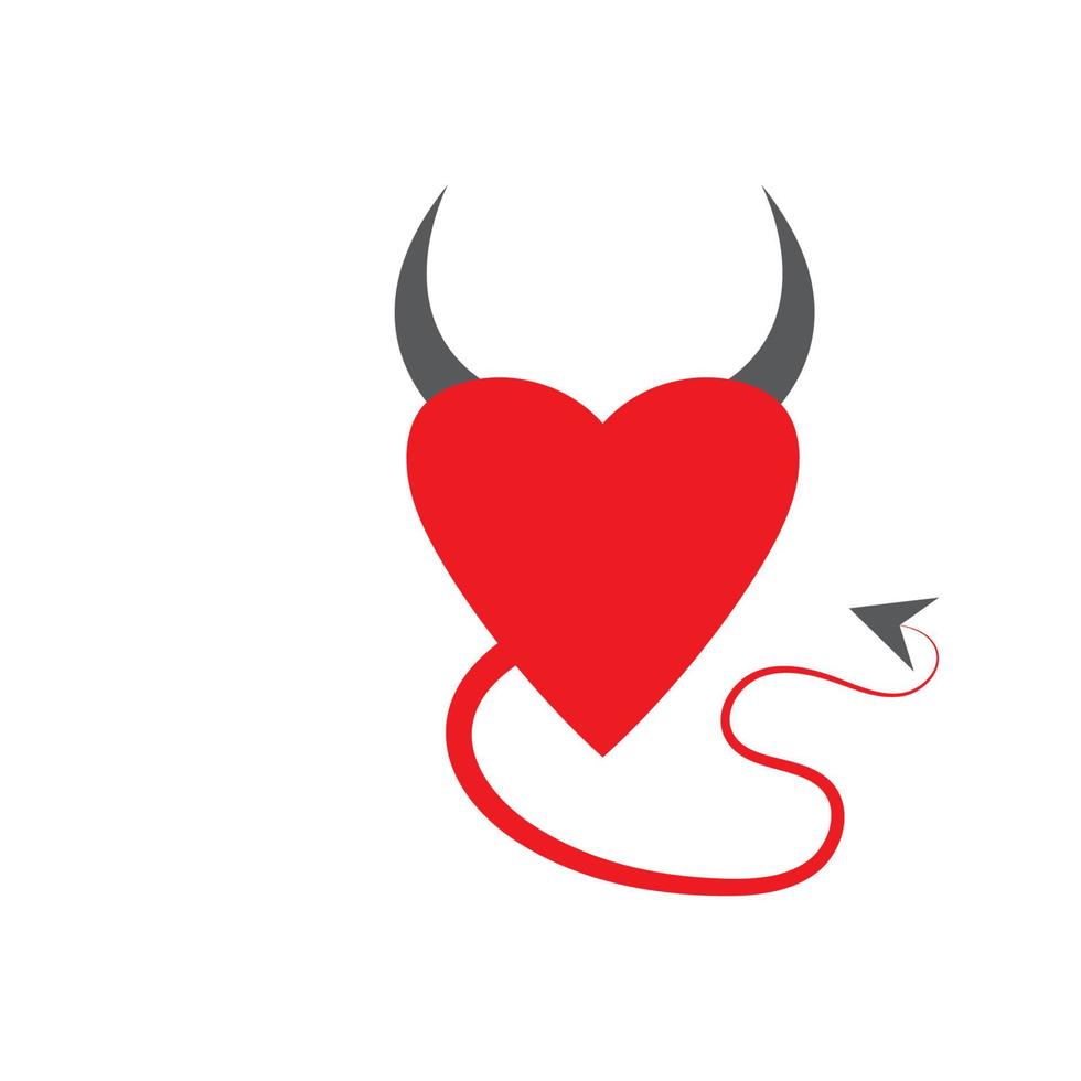 plantilla de vector de logotipo de diablo de corazón