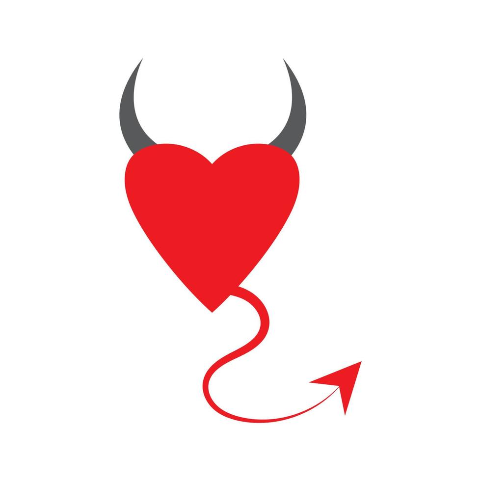 plantilla de vector de logotipo de diablo de corazón