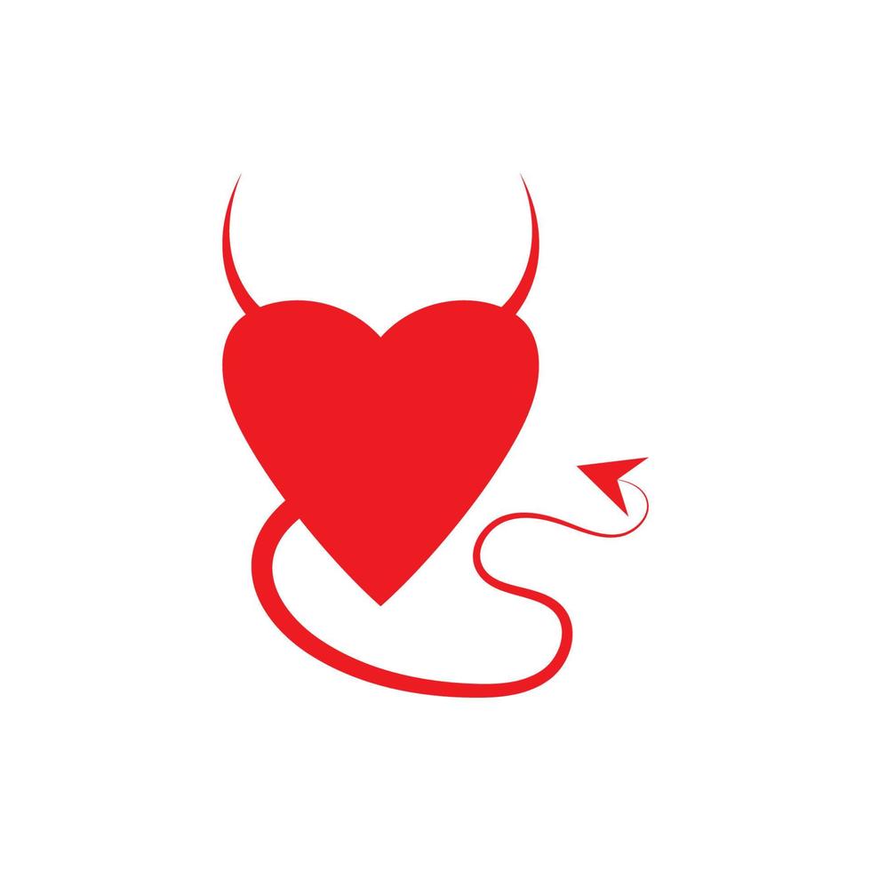 plantilla de vector de logotipo de diablo de corazón