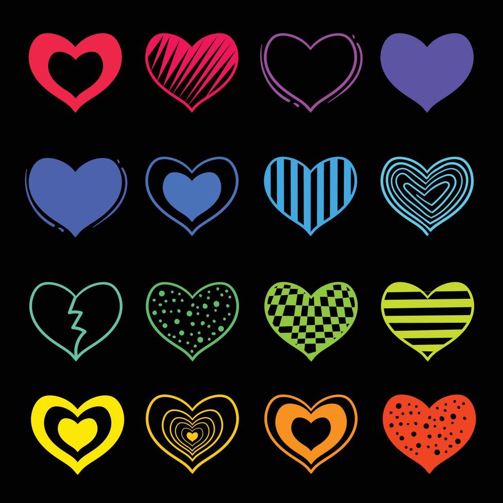 icon heart love colorful with hand-drawn style  Free Vector Image