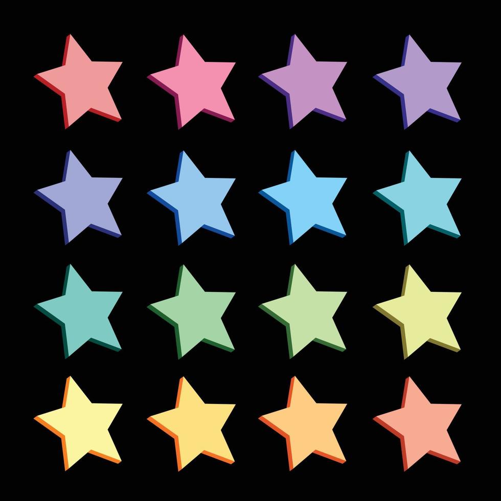 iconos de estrellas de colores en la ilustración de vector negro vector gratis