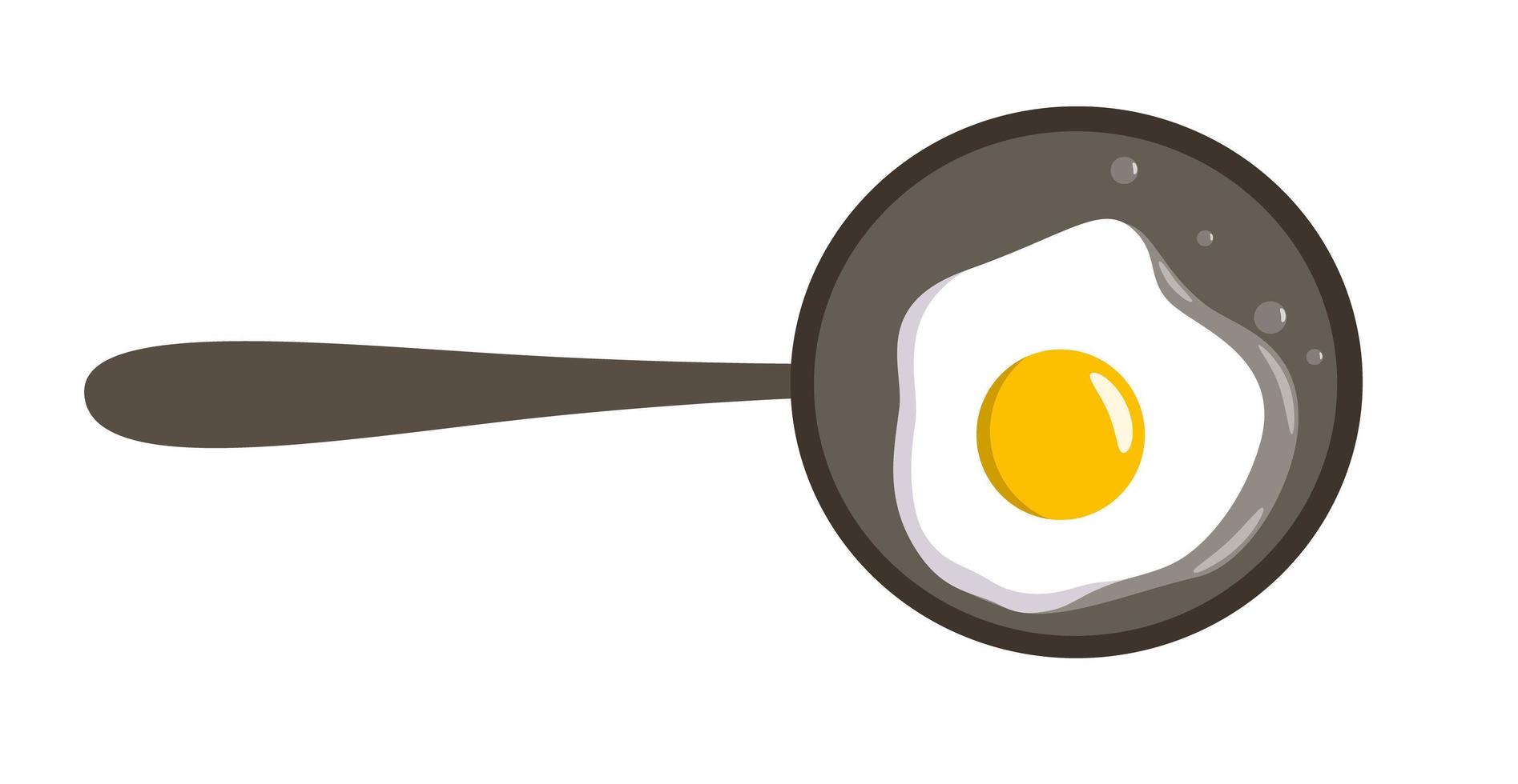 Fried eggs in a frying pan, fried egg in butter. vector