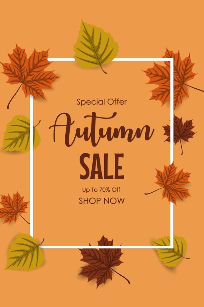 Autumn sale background with colorful leaves vector