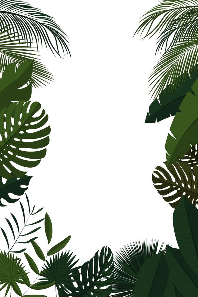 Tropical background with jungle plants vector