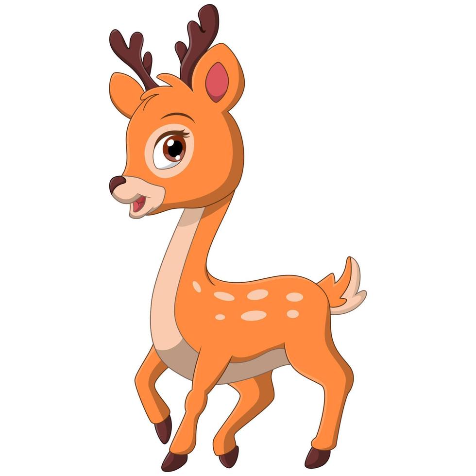 caricatura, lindo, bebé, venado, posar vector