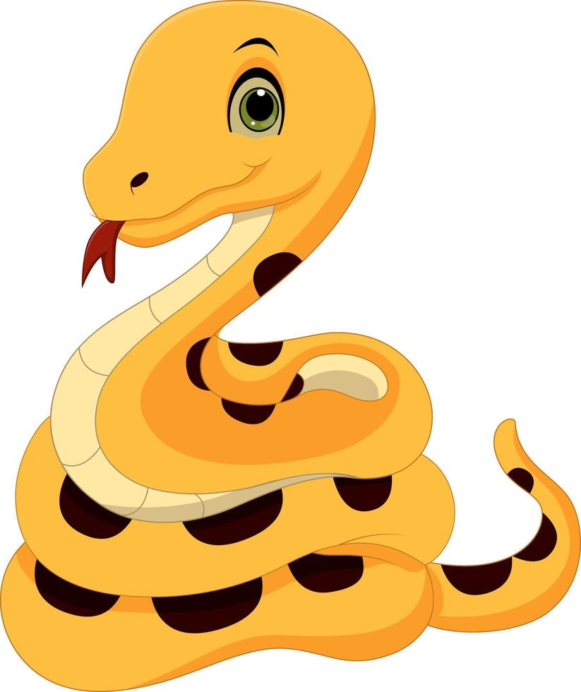 Cartoon yellow snake on white background vector