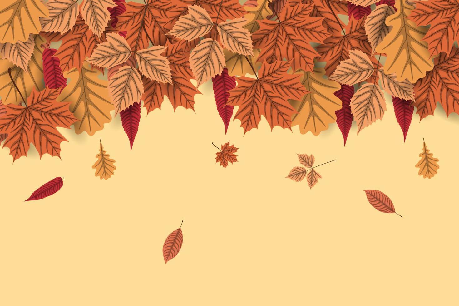 Autumn background with falling autumn leaves vector