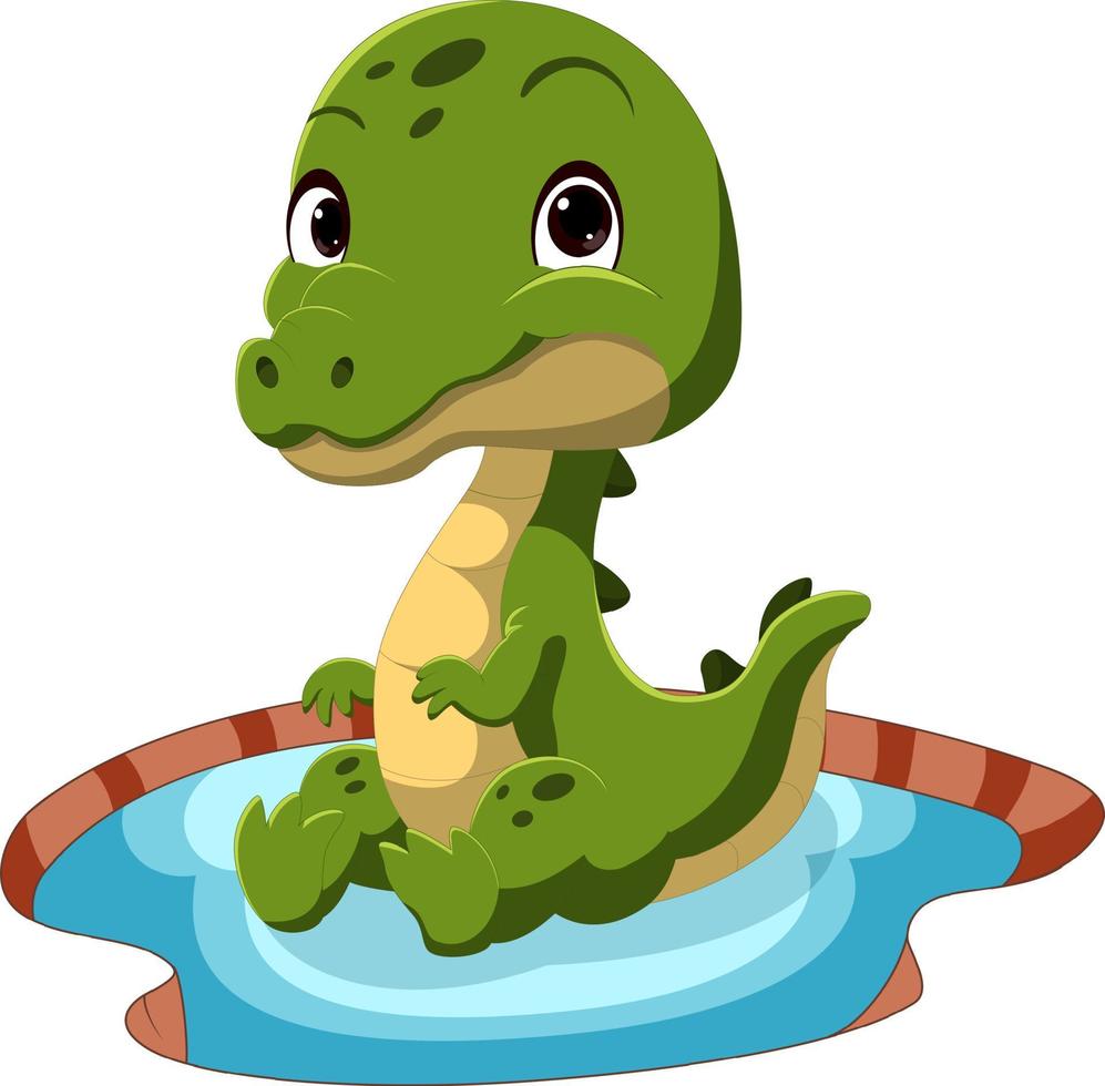 cocodrilo bebé de dibujos animados sentado en el estanque 5532283 Vector en  Vecteezy