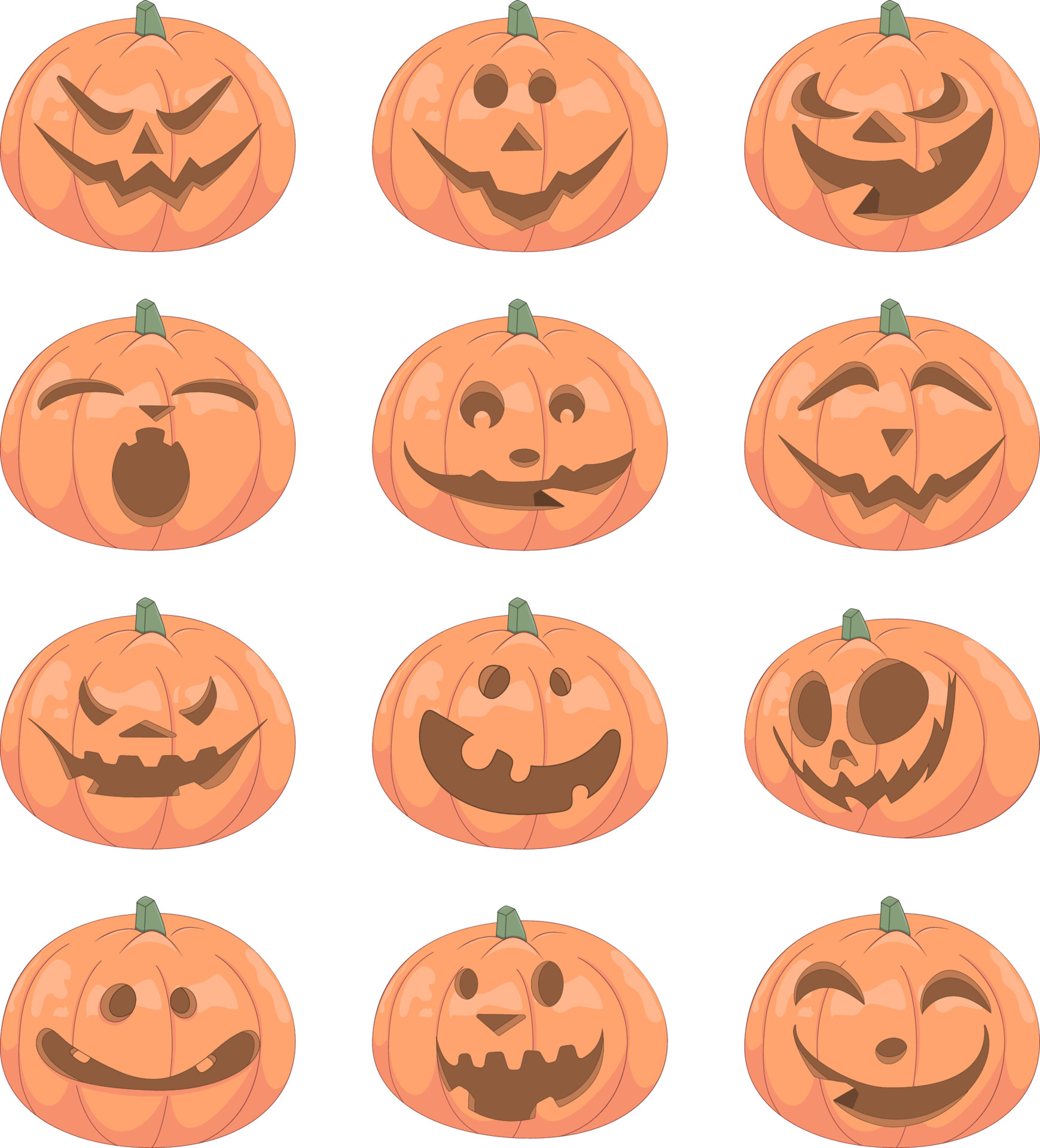 Cartoon halloween pumpkin with different face expressions 5532284 Vector Art at Vecteezy Cartoon halloween pumpkin with different face expressions 5532284 Vector Art at Vecteezy