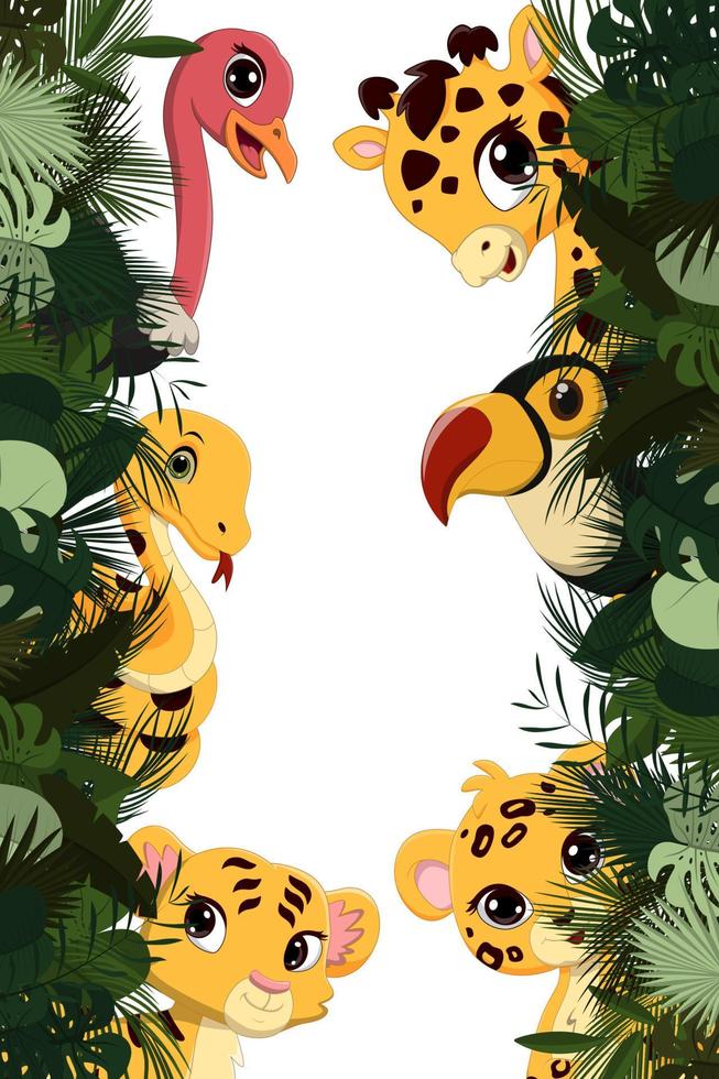 Cartoon wild animal in jungle vector