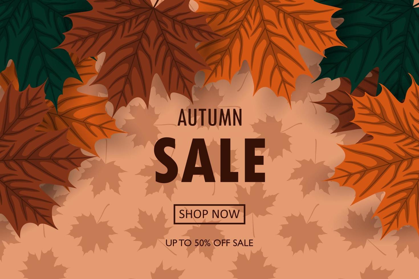 Autumn sale background with colorful leaves vector