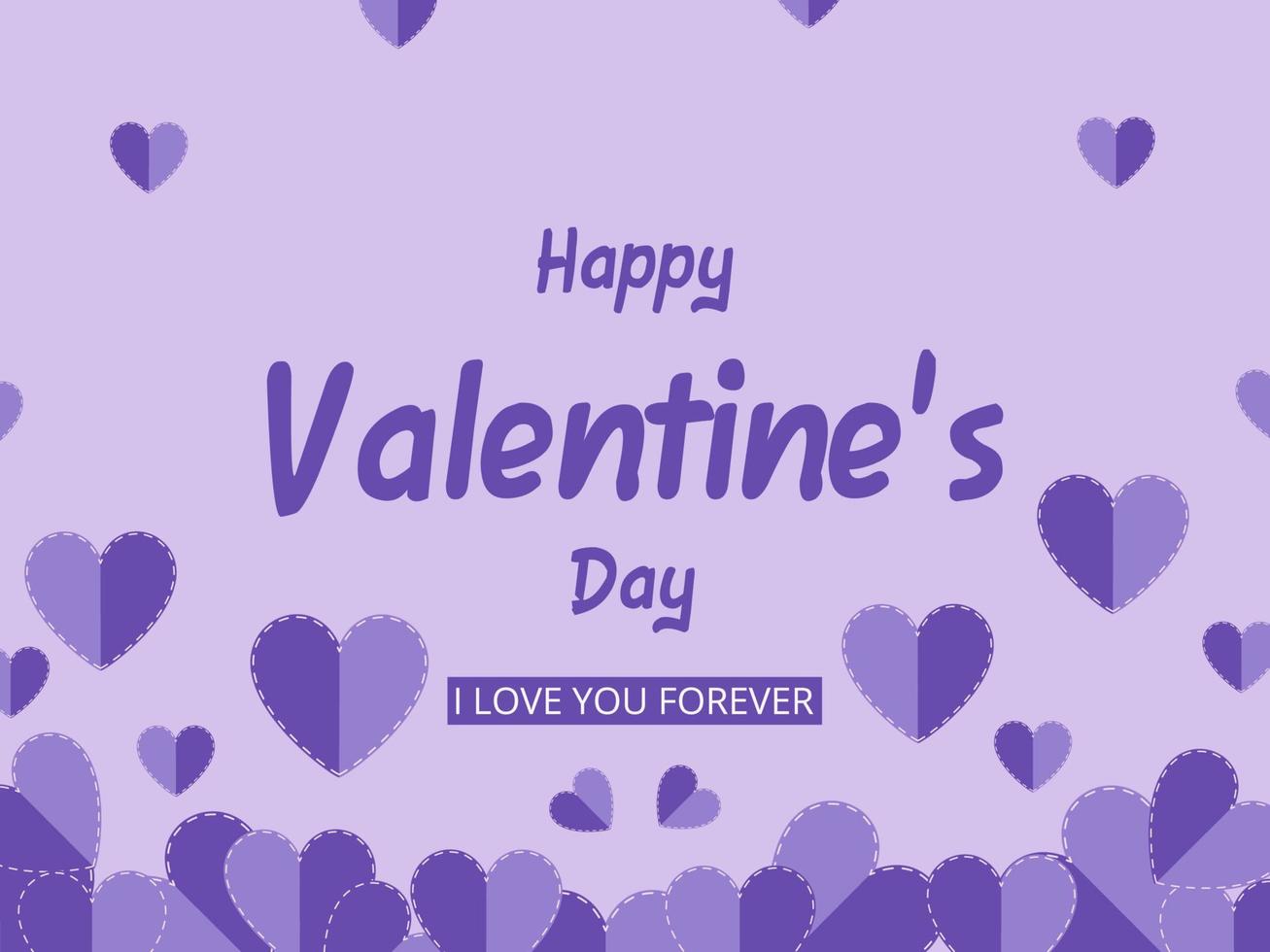 Happy valentine's day greeting card with paper heart flying on purple background vector