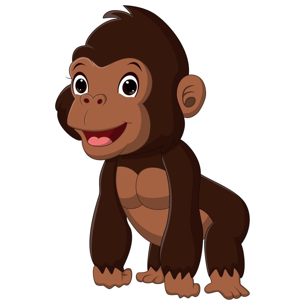 Cartoon cute baby gorilla posing vector