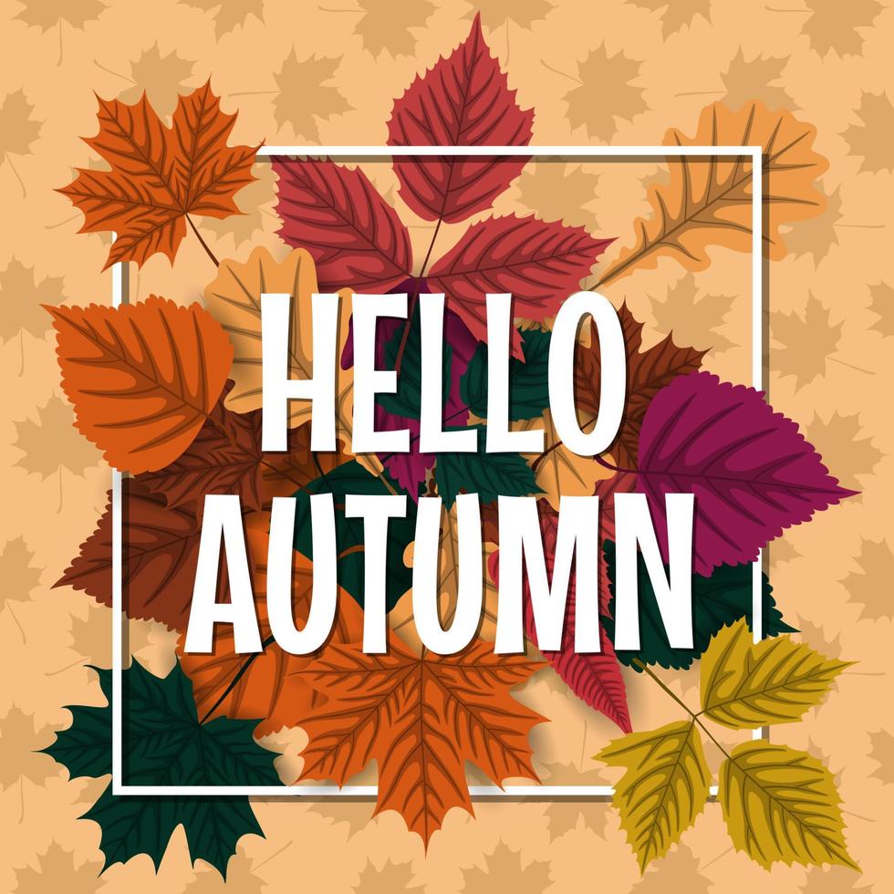Autumn background with autumn leaves vector