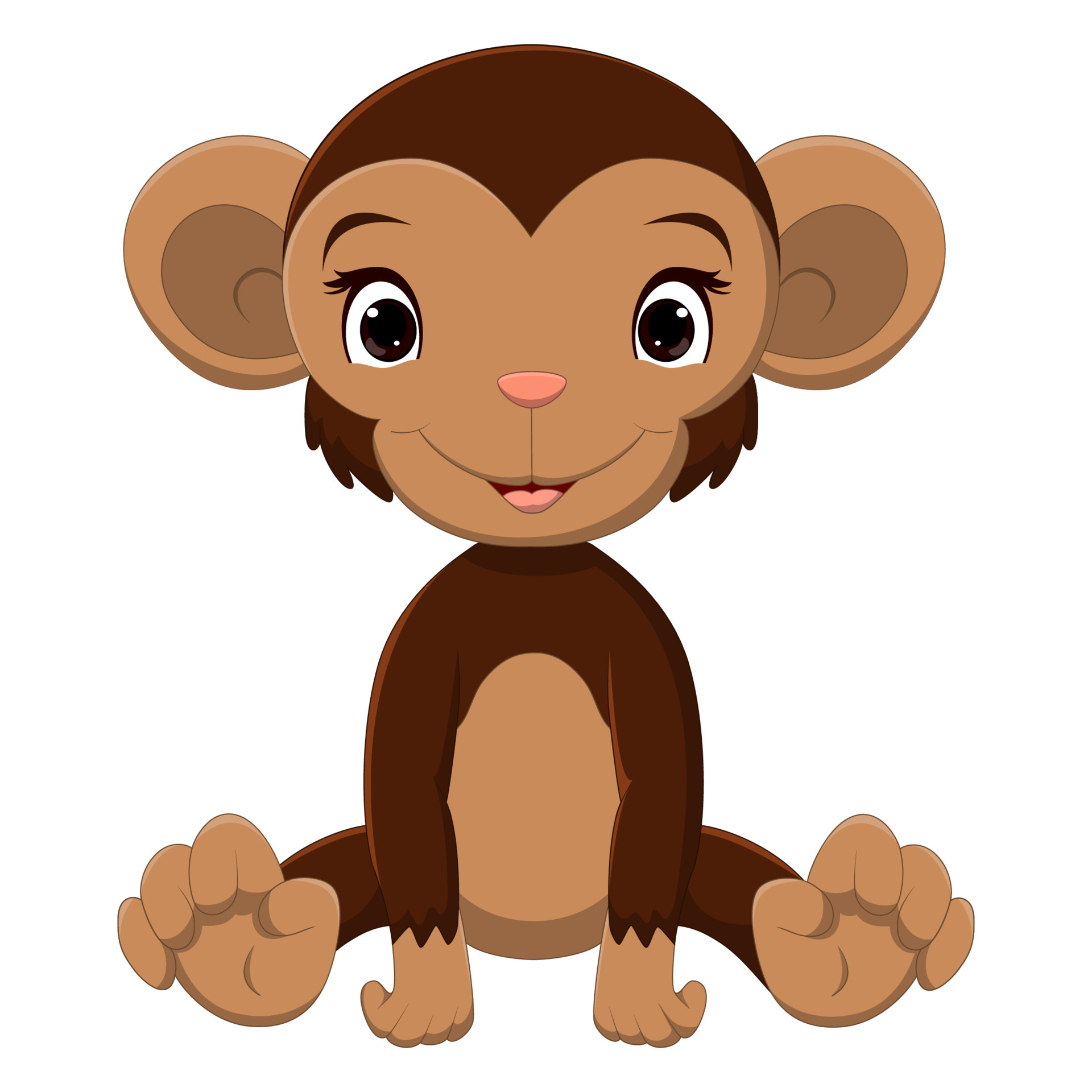 Cartoon Cute Baby Monkey Sitting Vector Art At Vecteezy