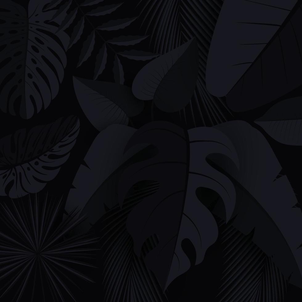 Dark tropical background with jungle plants vector