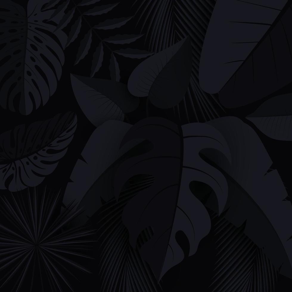 fondo tropical oscuro con plantas de la selva vector