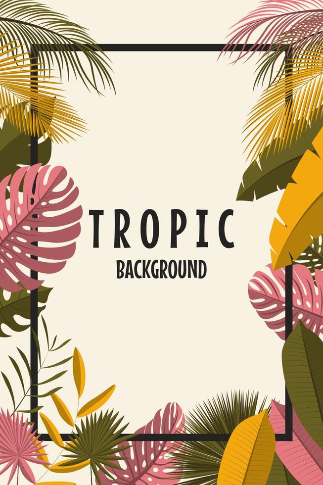 Tropical background with jungle plants vector