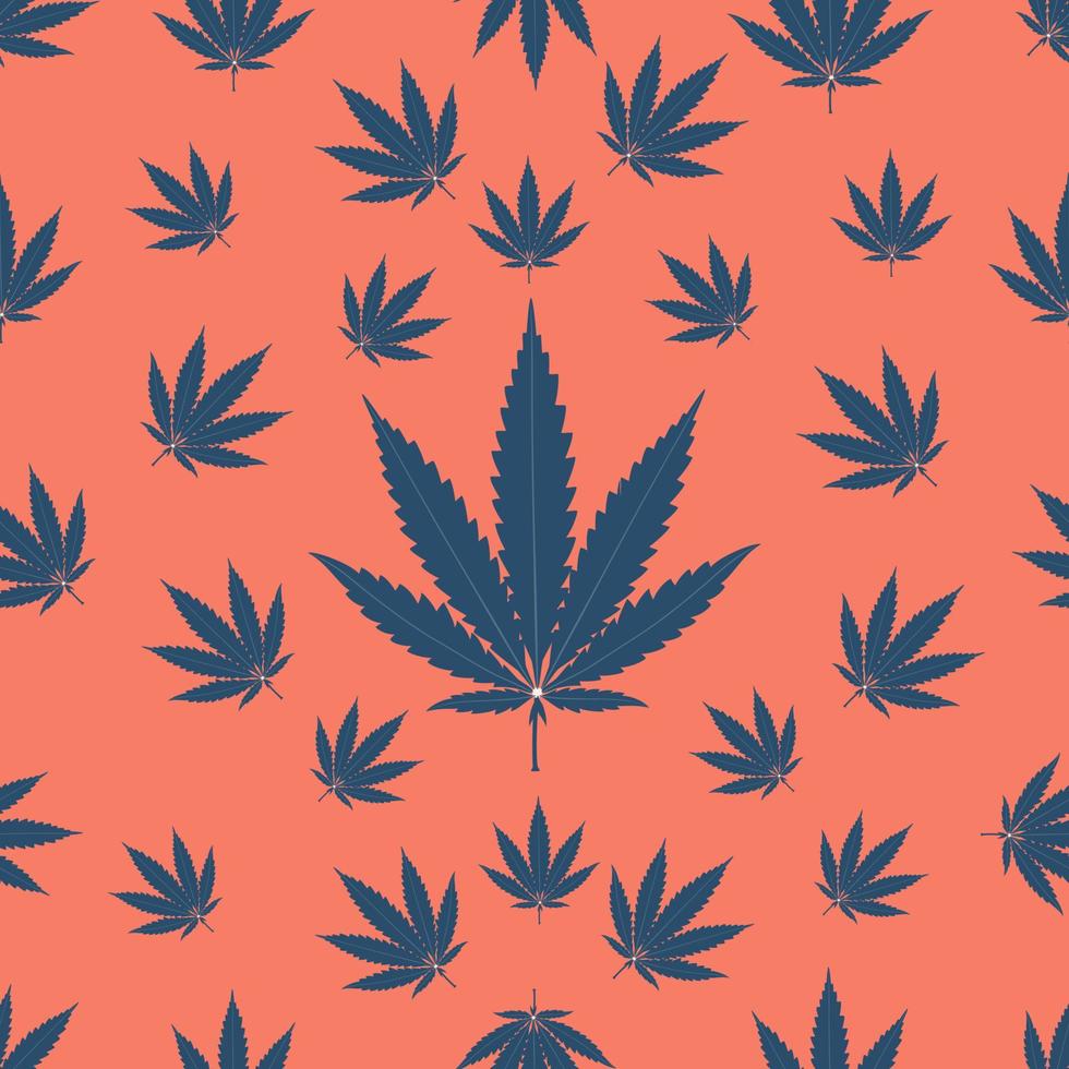 patrón transparente de hoja de cannabis azul vector
