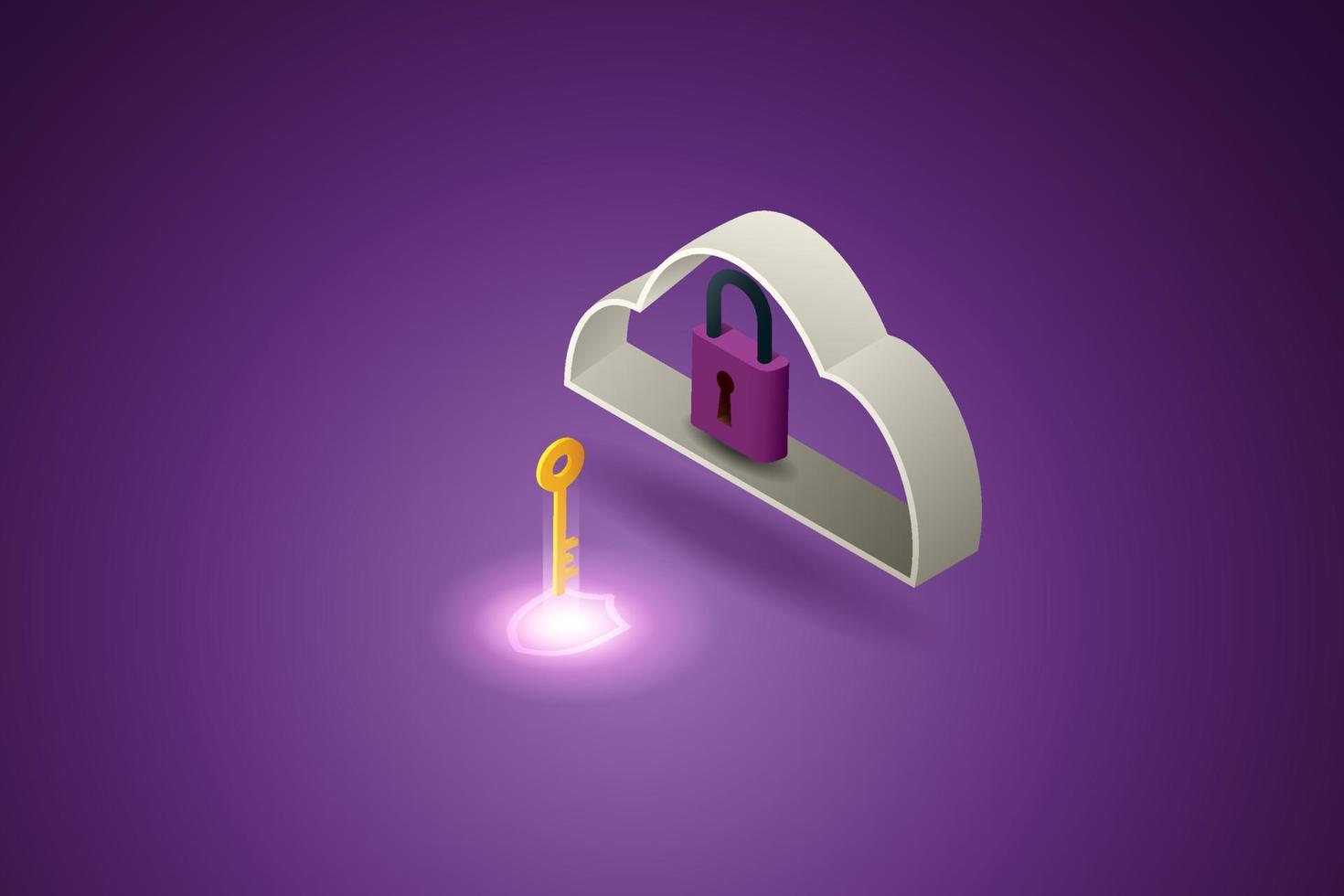 Key and lock to cloud security login. vector