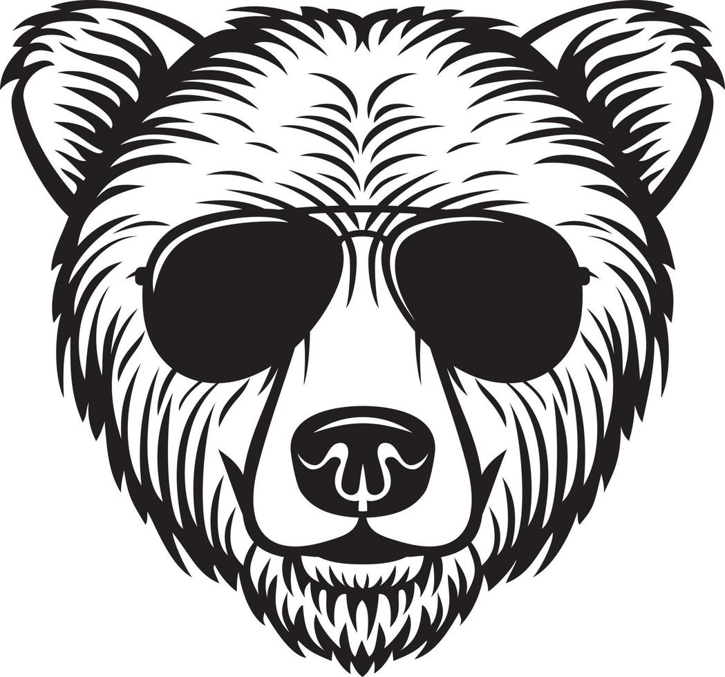 Bear head with aviator sunglasses vector