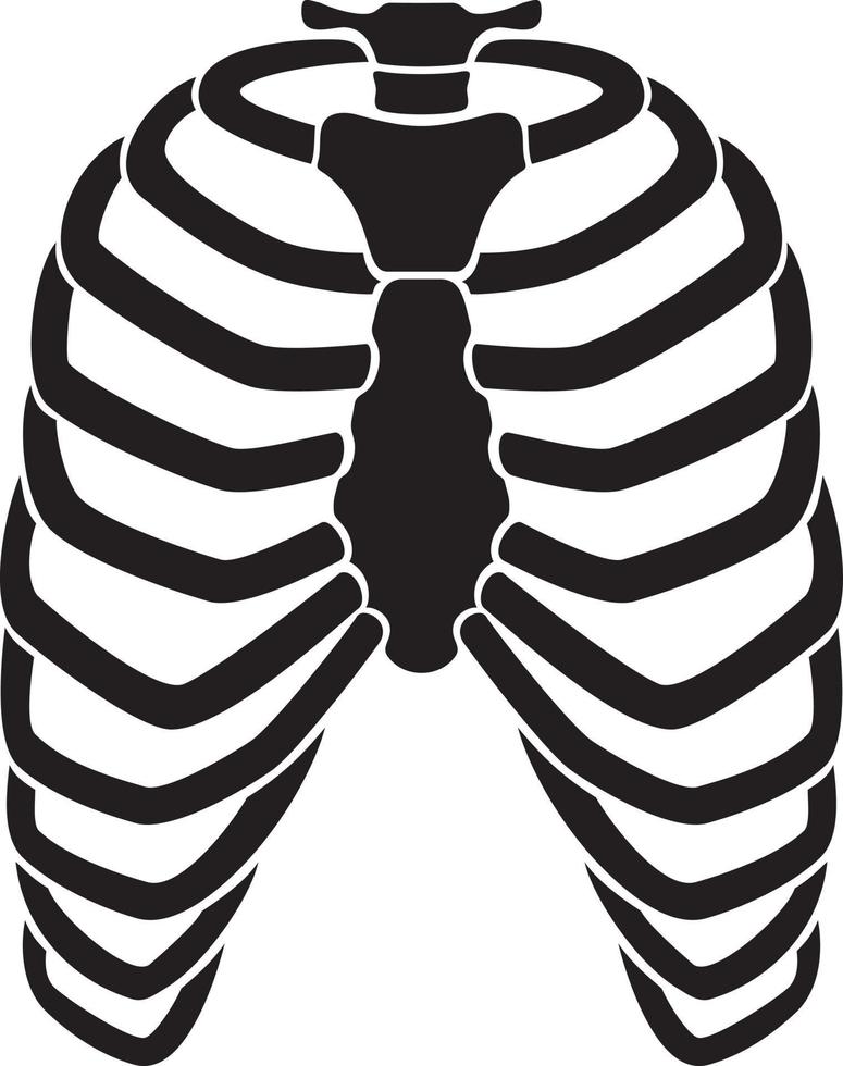 caja torácica humana esqueleto negro vector ilustración