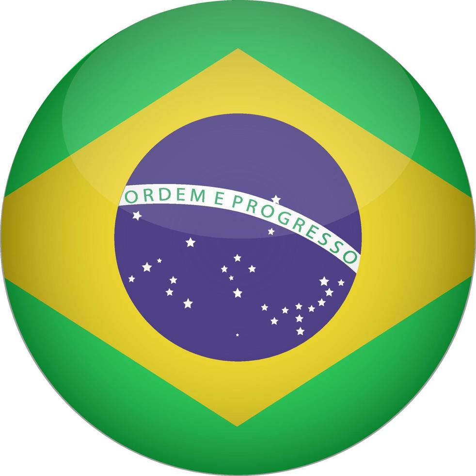 Brazil Flag as round icon. Button with Brazil Flag. vector