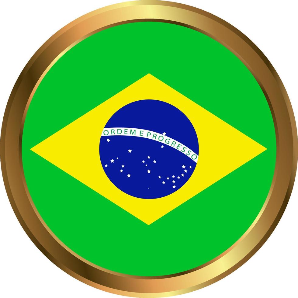 Brazil Flag as round icon. Button with Brazil Flag. vector