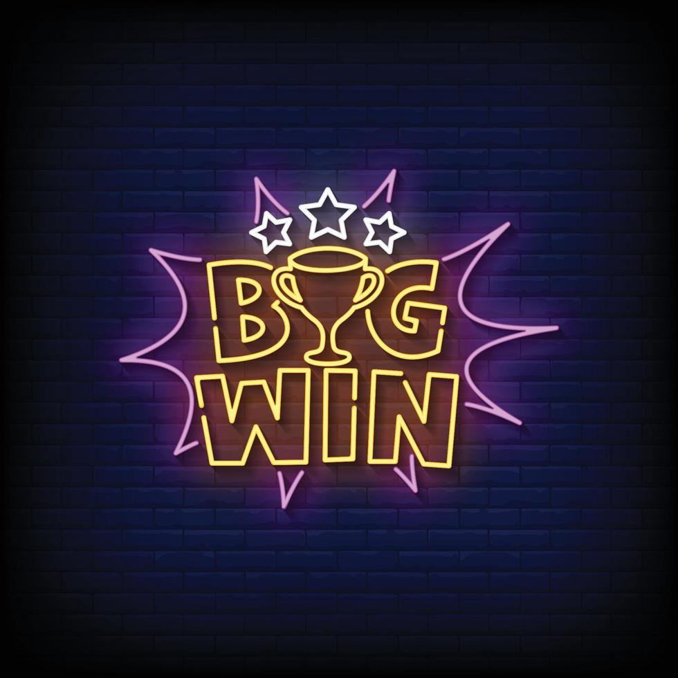 Big Win Neon Signs Style Text Vector