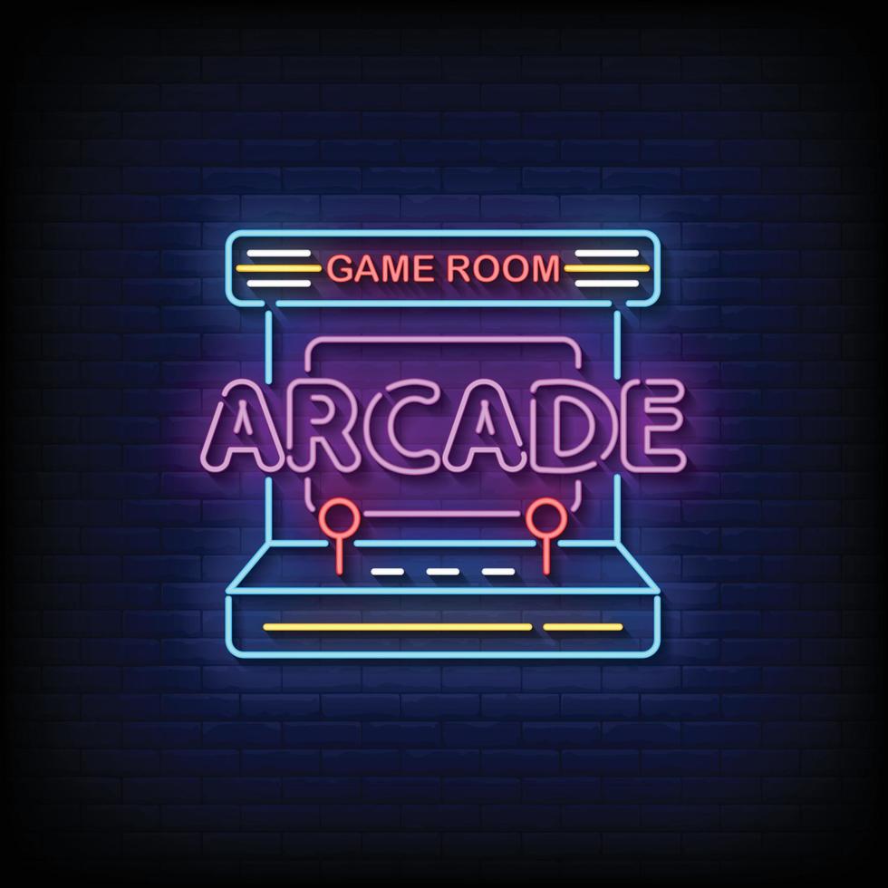 vector de texto de estilo de letreros de neón de arcade