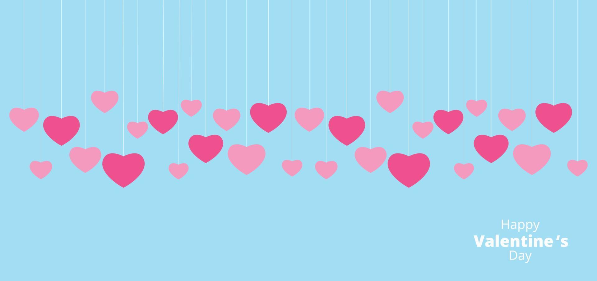 Valentine background with pink hearts vector