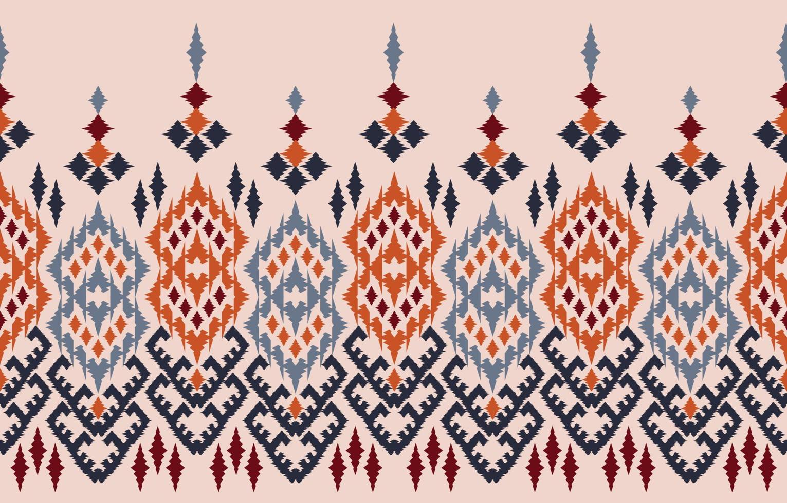 arte abstracto étnico ikat. patrón impecable en estilo tribal, bordado folclórico y mexicano. estampado de adornos de arte geométrico azteca.diseño para alfombras, papel pintado, ropa, envoltura, tela, cubierta, textil vector