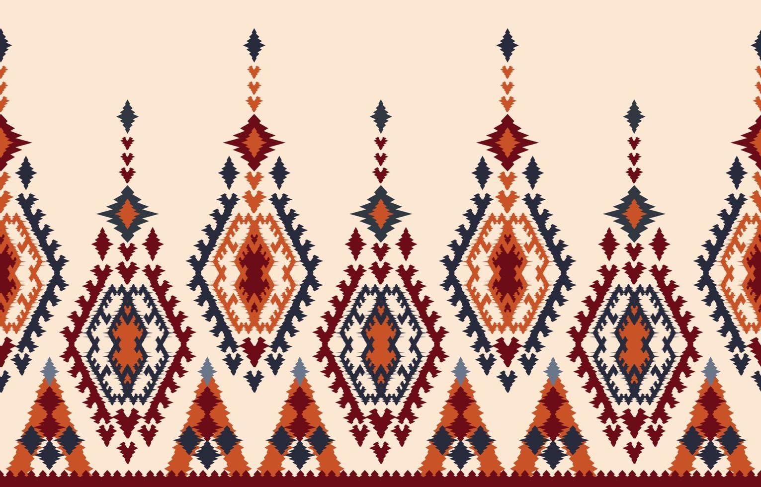 arte abstracto étnico ikat. patrón impecable en estilo tribal, bordado folclórico y mexicano. estampado de adornos de arte geométrico azteca.diseño para alfombras, papel pintado, ropa, envoltura, tela, cubierta, textil vector