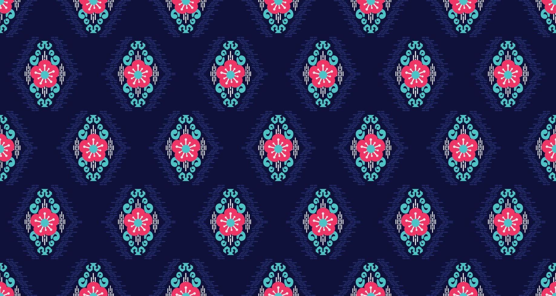 fondo de flores étnicas. patrón impecable en estilo tribal, bordado folclórico y mexicano. estampado de adornos de arte geométrico azteca.diseño para alfombras, papel pintado, ropa, envoltura, tela, cubierta, textil vector