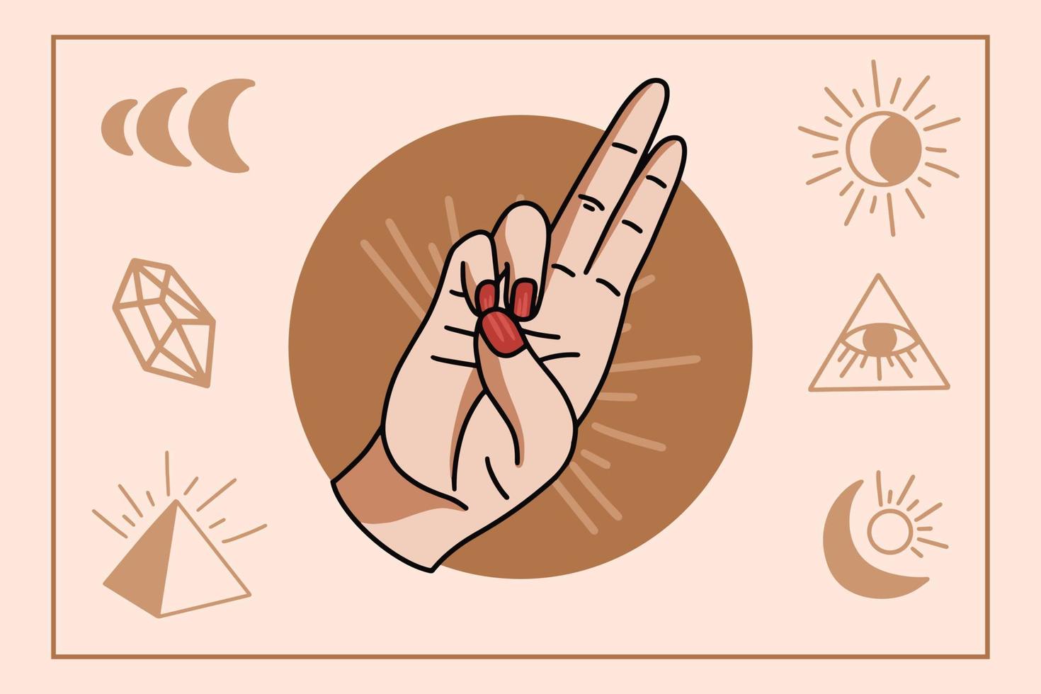 Mystical Symbol With Hand Yoga Gesture Flat illustration vector