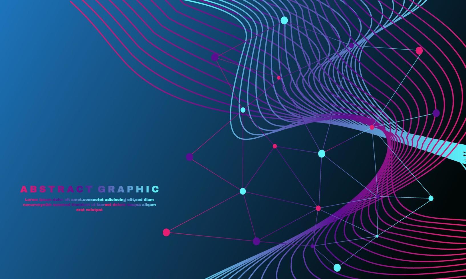 Awesome geometric abstract background with connected lines and wave flow molecule and communication part 1 vector